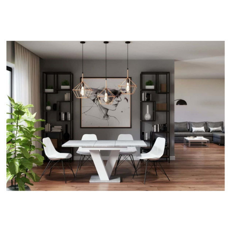 Expedo Rozkládací stůl BLOK, 120-160x75x80, bílý/beton