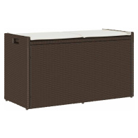 VidaXL Venkovní úložná lavice s polštářem Brown 100 cm Poly Rattan