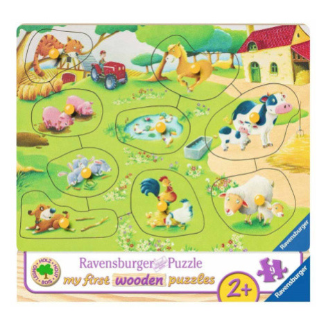 RAVENSBURGER Dřevěná vkládačka Zvířátka na farmě 135589