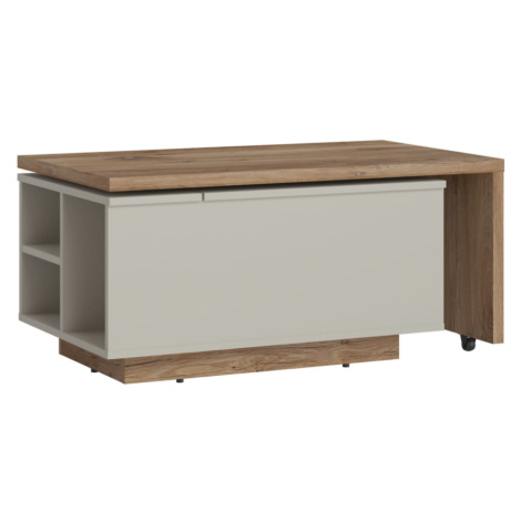 Praktický rozkládací konferenční stolek s policemi a zvedací deskou do obývacího pokoje Relax - 