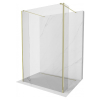 MEXEN/S Kioto Sprchová zástěna WALK-IN volněstojící 130 x 30 x 30 cm, transparent, zlatá 800-130