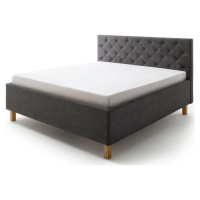 Tmavě šedá čalouněná dvoulůžková postel s úložným prostorem s roštem 160x200 cm San Remo – Meise