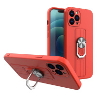 Silikonové pouzdro Ring Case s úchytem na prst a stojánkem pro Xiaomi Redmi Note 11 Pro červené