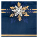 Vánoční štola v modré barvě se zlatým vzorem sněhových vloček Šířka: 40 cm | Délka: 140 cm