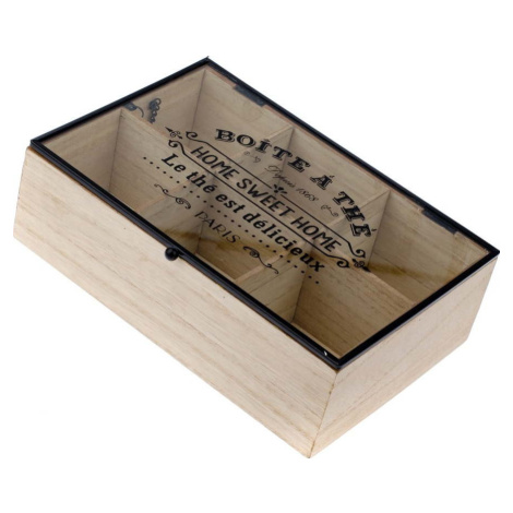 Dřevěná krabička na čaj se 6 přihrádkami Dakls Hannah, 24 x 16 cm