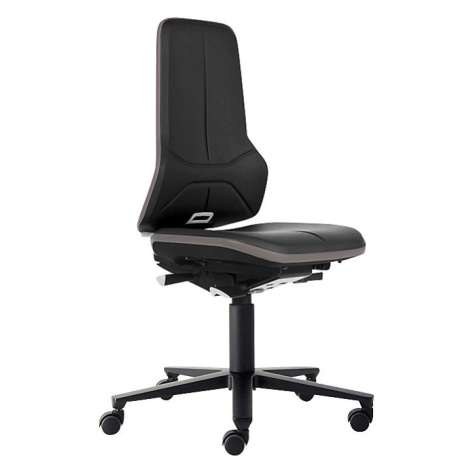 bimos Průmyslová otočná židle NEON ESD, kolečka, permanentní kontakt, koženka, šedý flexibilní p