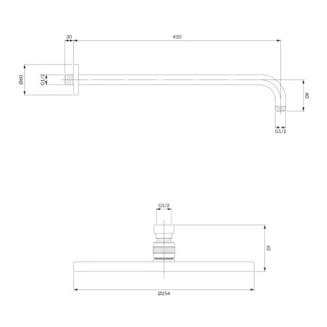 OMNIRES SLIMLINE hlavová sprcha včetně ramena, o25 cm nikl /NI/ WGSET1NI