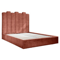 Čalouněná dvoulůžková postel s úložným prostorem s roštem 160x200 cm v cihlové barvě Dreamy Auro
