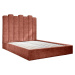 Čalouněná dvoulůžková postel s úložným prostorem s roštem 160x200 cm v cihlové barvě Dreamy Auro
