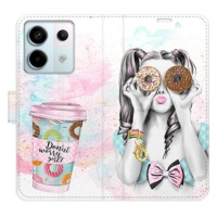 iSaprio flip pouzdro Donut Worry Girl pro Xiaomi Redmi Note 13 Pro 5G / Poco X6 5G