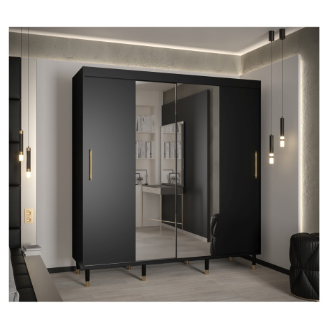 Šatní skříň Abi Calipso T1 Barva korpusu: Černá, Rozměry: 200 cm, Dveře: Černá + zrcadlo