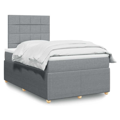 vidaXL Box spring postel s matrací světle šedá 120 x 200 cm textil
