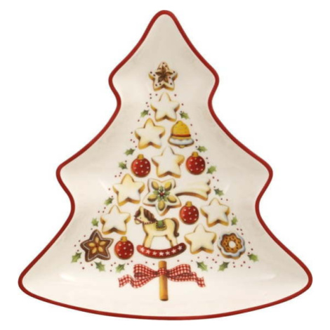 Červeno-bílá porcelánová servírovací mísa ve tvaru vánočního stromečku Villeroy & Boch Tree, 17,
