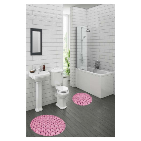 Růžové koupelnové předložky v sadě 2 ks ø 60 cm – Mila Home