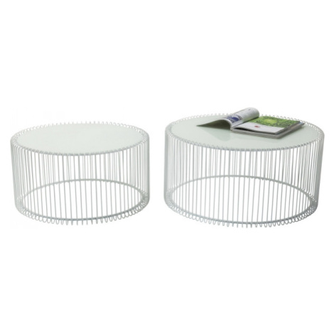 KARE Design Konferenční stolek Wire White (2/Set)