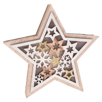 Dřevěná hvězda s LED světlem Dakls, výška 15 cm