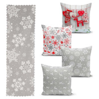 Sada 4 vánočních povlaků na polštář a běhounu na stůl Minimalist Cushion Covers Snowflakes