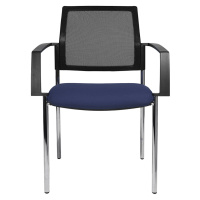 Topstar Síťovaná stohovací židle, 4 nohy, bal.j. 2 ks, modrý sedák, pochromovaný podstavec