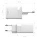 Síťová nabíječka FIXED Mini s USB-C a USB výstupem, podpora PD, 45W, bílá