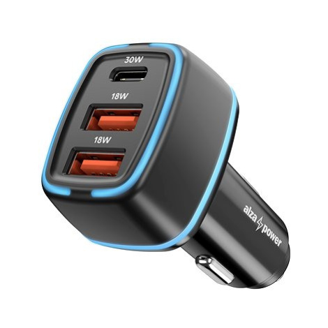 AlzaPower Car Charger P220 USB-A + USB-C Power Delivery 30W černá