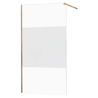 MEXEN/S KIOTO Sprchová zástěna WALK-IN 110x200 cm 8 mm, růžové zlato, Transparent/matné sklo 800