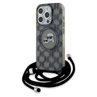 Zadní kryt Karl Lagerfeld IML Monogram Crossbody K&CH Heads MagSafe pro Apple iPhone 15 Pro, čer