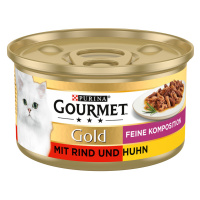 Gourmet Gold Fine Composition 48 x 85 g - výhodné balení - hovězí a kuřecí