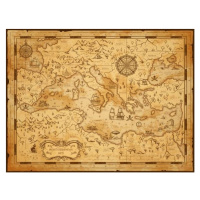 Mapa Old vintage map of Mediterranean sea, pirate sail, seamartini, 40 × 30 cm