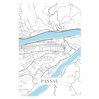 Mapa Passau white, POSTERS, (26.7 x 40 cm)