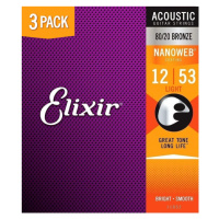 Elixir 16539 Nanoweb Bronze Light (12-53), 3-pack