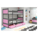 BMS Dětská patrová postel RICO | šedá 90 x 200 cm Barva: Růžová