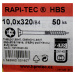 RAPI-TEC HBS 10x320mm - zápustná hlava, T40 žlutý / bílý