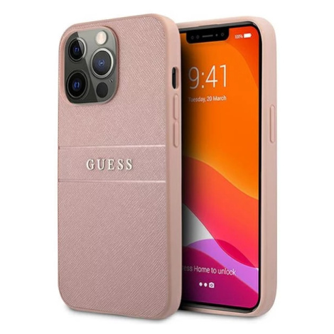 Kryt Guess GUHCP13XPSASBPI iPhone 13 Pro Max 6,7" pink hardcase Saffiano Stripe (GUHCP13XPSASBPI