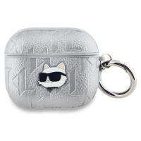 Karl Lagerfeld PU Embossed Choupette Head pouzdro AirPods 3 stříbrné