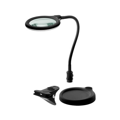 Goobay Stolní lampa s lupou, 100 mm, 3 dioprie, LED osvětlení 6 W, klip a stojánek, černá