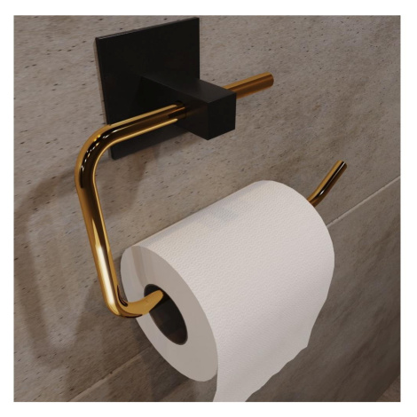 Kovový držák toaletního papíru 8x16 cm černá/zlatá Donoci