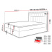 Kontinentální postel Areto 180x200, bílá + LED