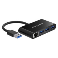 AlzaPower USB hub USB-A (M) na 3× USB-A 3.0 (F) s RJ45 černý