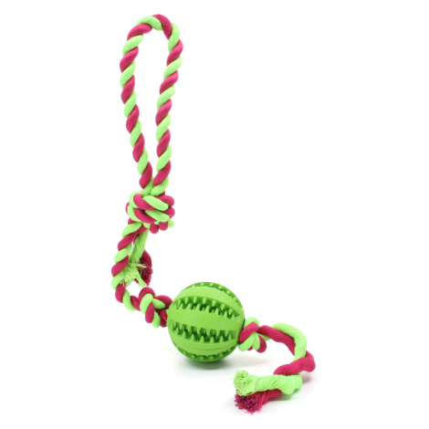 Vsepropejska Gila smyčka s dentálním míčkem pro psa Barva: Zelená, Délka: 5 cm