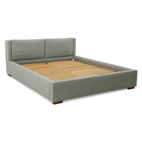 Šedá čalouněná dvoulůžková postel s úložným prostorem a roštem 180x200 cm Dreamer – Scandic
