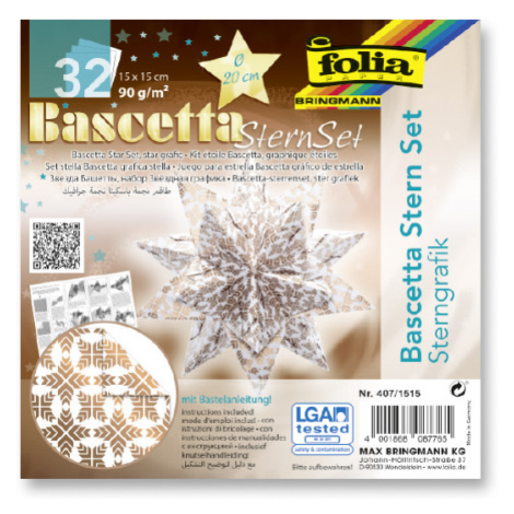 Bascetta - hvězda, 90 g/m2 - bílá/měděná Bringmann - Folia Paper
