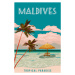 Ilustrace Travel poster Maldives tropical resort vintage, VectorUp, 26.7 × 40 cm