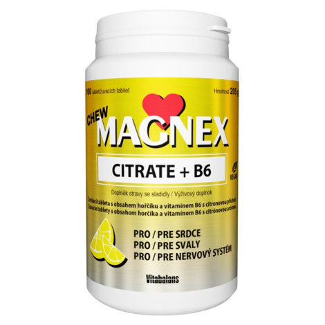 Vitabalans Magnex citrate 375 mg + B6 100 žvýkacích tablet