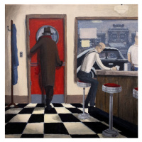 Ilustrace Vintage Diner Scene, Dave Rheaume Artist, 40 × 40 cm