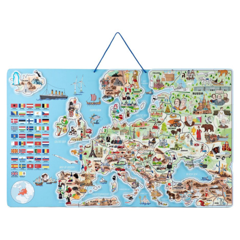 Woody Magnetická mapa EVROPY společenská hra 3 v 1 v AJ