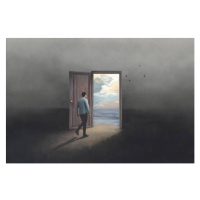 Umělecký tisk Illustration of open dreams door, surreal, francescoch, (40 x 26.7 cm)