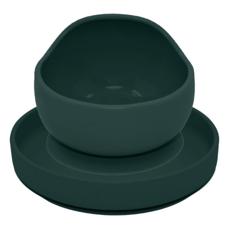 Petite&Mars Set jídelní silikonový Take&Match 2ks talíř + miska 6m+ - Misty Green