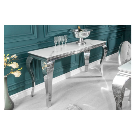 LuxD Designový konzolový stůl Rococo 145 cm stříbrný - mramor - Skladem