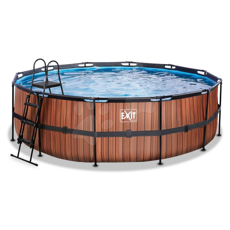 Bazén s pískovou filtrací Wood pool Exit Toys kruhový ocelová konstrukce 450*122 cm hnědý od 6 l