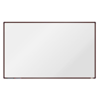 boardOK Bílá magnetická tabule s keramickým povrchem 200 × 120 cm, hnědý rám